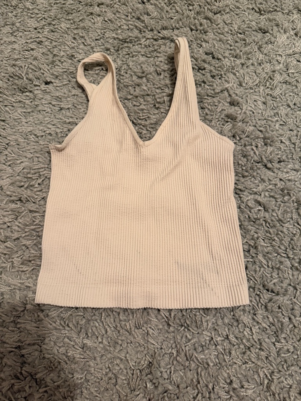 Nikibiki Ribbed V-Neck Tank Top - Beige